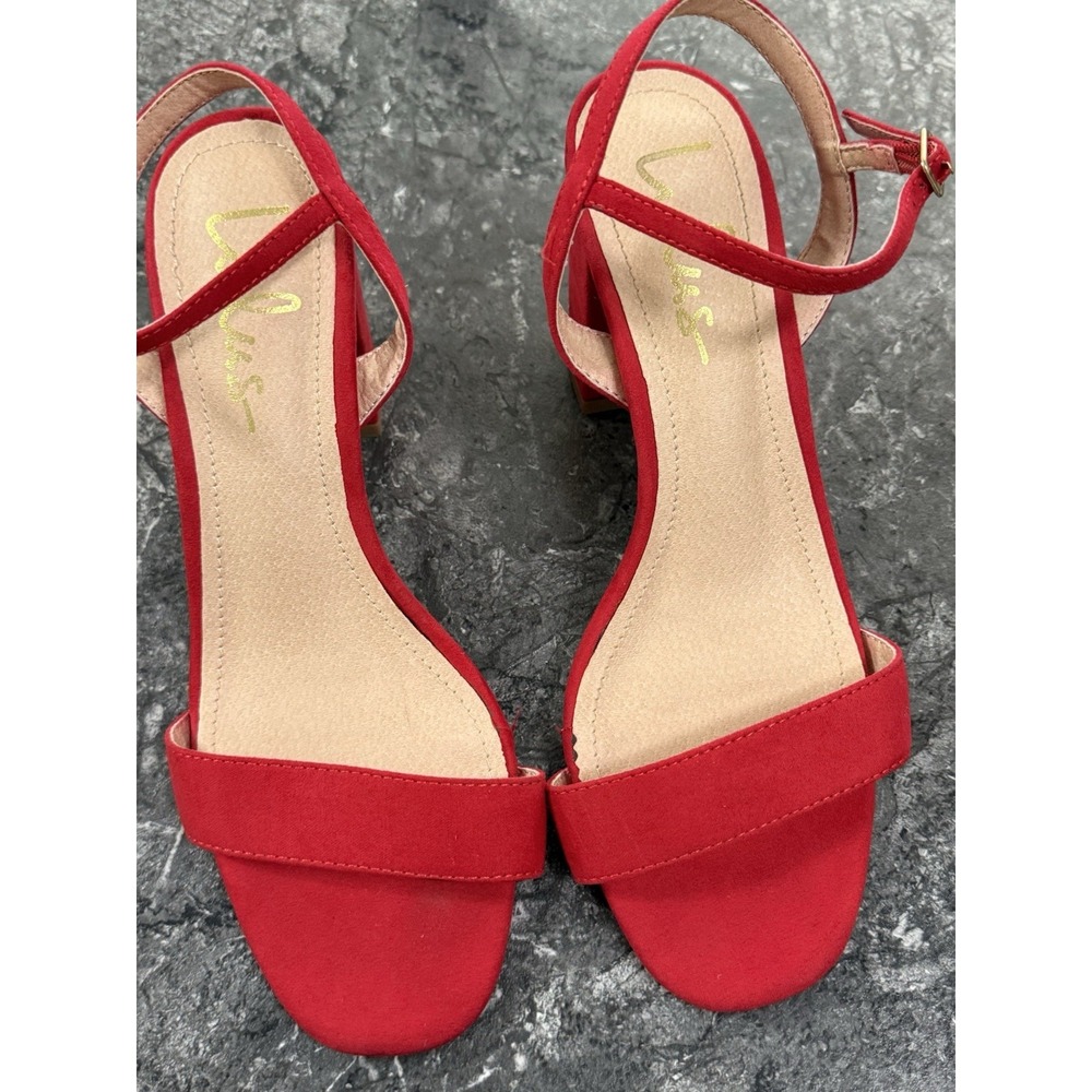 Lulus Womens Faux Suede Ankle Strap Block Heels Red Sz 8 - Picture 5 of 8